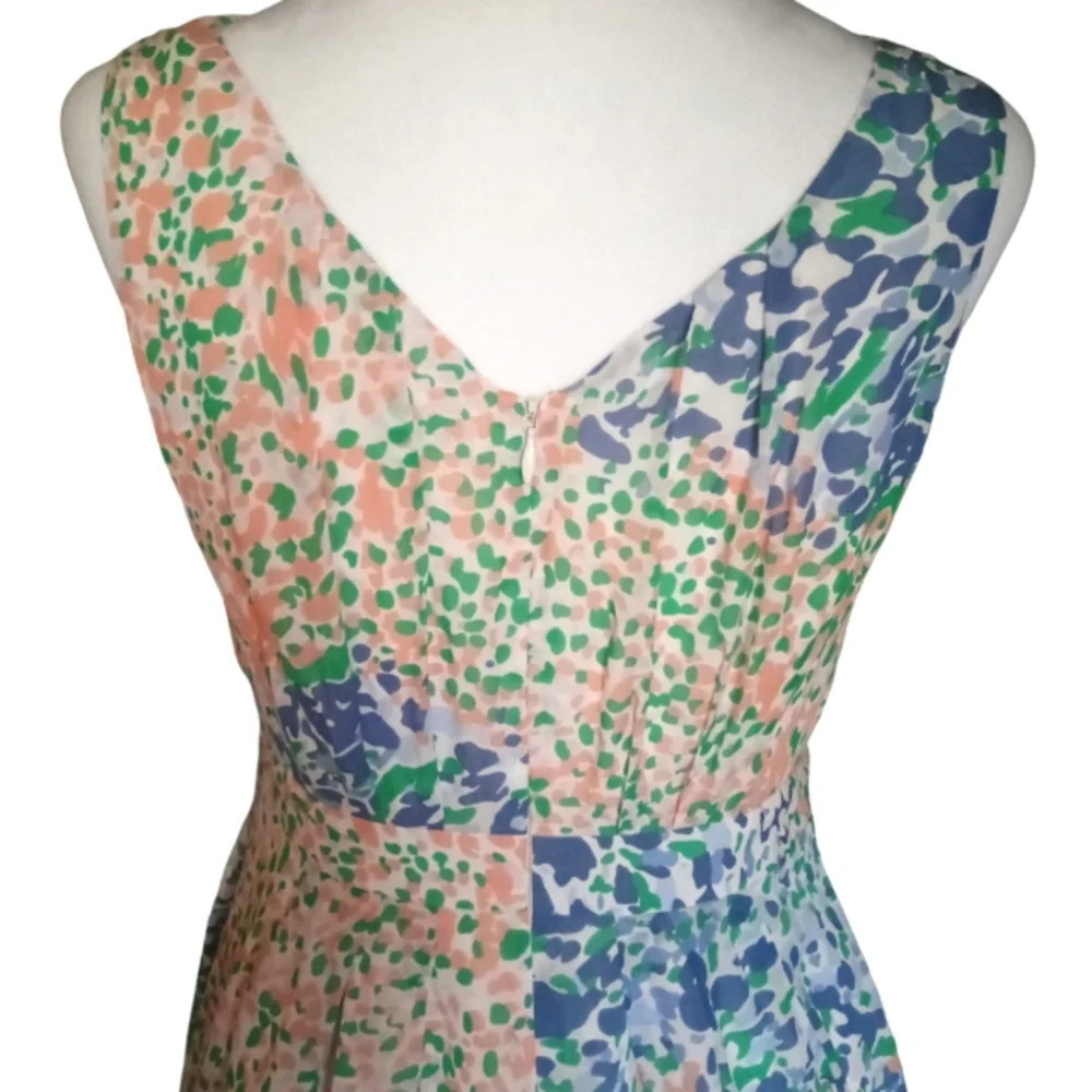 Boden Abstract Animal Print Floral Fit & Flare Silk Dress Midi Length Size 4P - Picture 5 of 8